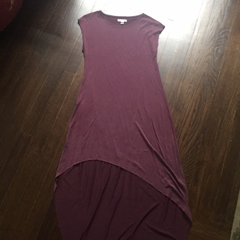 High low eggplant dress